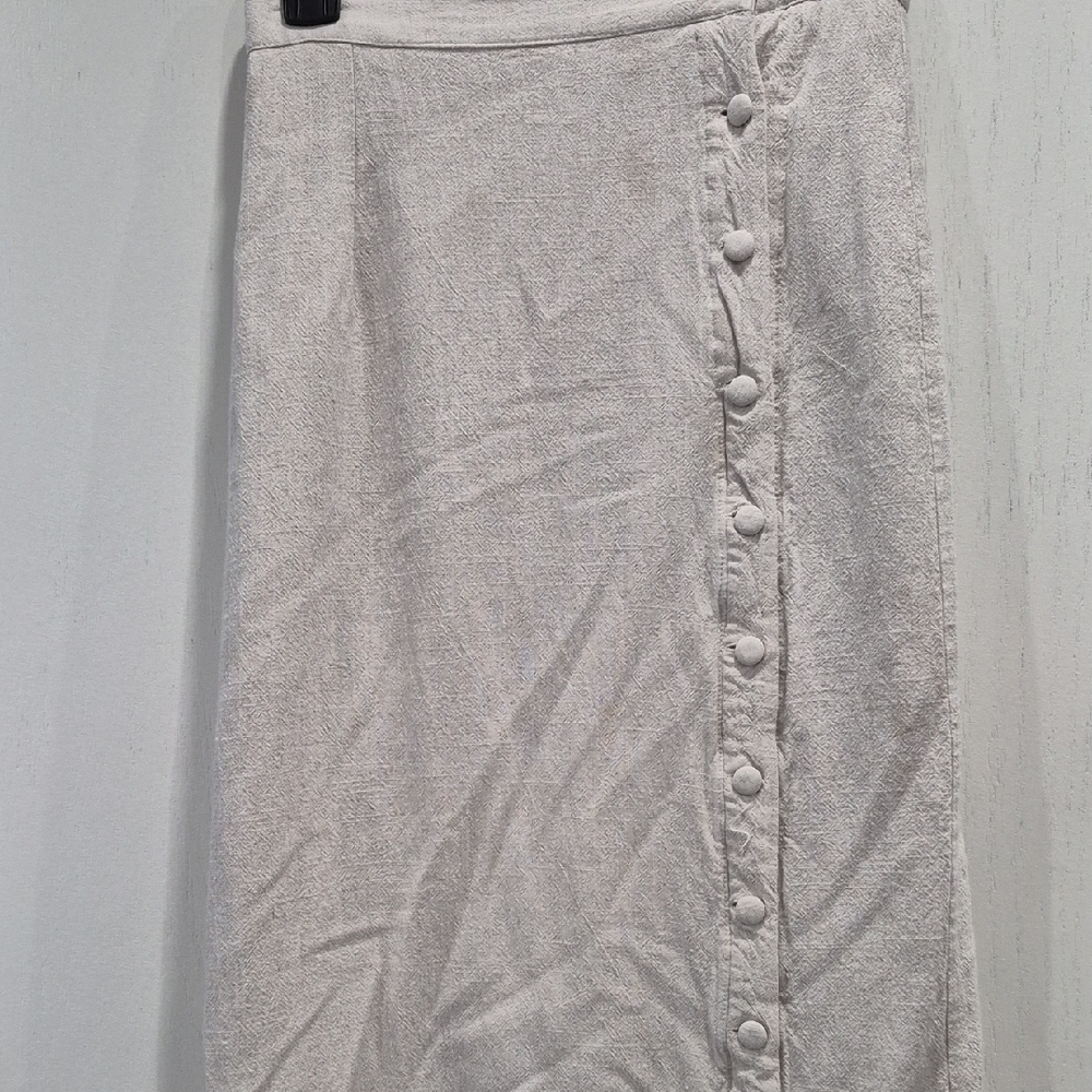 SHEIN Light Cream Button-Trim Pencil Skirt